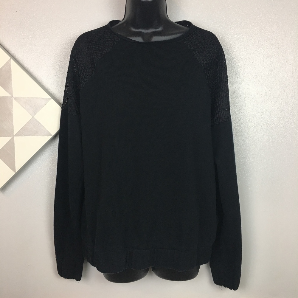 ASOS Solid Black Mesh Raglan Pullover Sweat Shirt